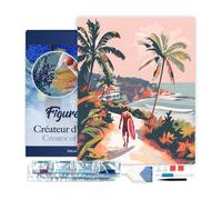 Figured’Art Diamond Painting Broderie Diamant 40x50cm Avec Cadre Toile Tendue Strass Perles Carrés - Promenade côtière - Kit Complet 5D DIY Activité Manuelle Loisirs Créatifs Adultes