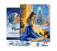 Figured’Art Diamond Painting Broderie Diamant 40x50cm Avec Cadre Toile Tendue Strass Perles Carrés - Prière de la Veillée de Noël - Kit Complet 5D DIY Activité Manuelle Loisirs Créatifs Adultes