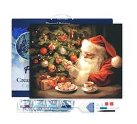 Figured’Art Diamond Painting Broderie Diamant 40x50cm Avec Cadre Toile Tendue Strass Perles Carrés - Soirée du Père Noël Joyeux - Kit Complet 5D DIY Activité Manuelle Loisirs Créatifs Adultes