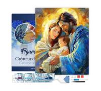 Figured’Art Diamond Painting Broderie Diamant 40x50cm Avec Cadre Toile Tendue Strass Perles Carrés - Sainte Famille - Kit Complet 5D DIY Activité Manuelle Loisirs Créatifs Adultes