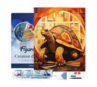 Figured’Art Diamond Painting Broderie Diamant 40x50cm Avec Cadre Toile Tendue Strass Perles Carrés - Tortue Art Déco - Kit Complet 5D DIY Activité Manuelle Loisirs Créatifs Adultes