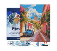 Figured’Art Diamond Painting Broderie Diamant 40x50cm Avec Cadre Toile Tendue Strass Perles Carrés - Voiture classique à Mexico - Kit Complet 5D DIY Activité Manuelle Loisirs Créatifs Adultes