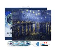 Figured’Art Diamond Painting Broderie Diamant 40x50cm Avec Cadre Toile Tendue Strass Perles Carrés - Van Gogh Nuit Etoilée sur le Rhone - Kit Complet 5D DIY Activité Manuelle Loisirs Créatifs Adultes