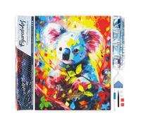 Figured’Art Diamond Painting Broderie Diamant 40x50cm Toile Entière Roulée avec Strass Perles Carrés - Koala Coloré Abstrait - Kit Complet 5D DIY Activité Manuelle Loisirs Créatifs Adultes