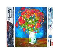 Figured’Art Diamond Painting Broderie Diamant 40x50cm Toile Entière Roulée avec Strass Perles Carrés - Vase avec Coquelicots Van Gogh - Kit Complet 5D DIY Activité Manuelle Loisirs Créatifs Adultes
