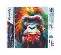 Figured’Art Diamond Painting Broderie Diamant 40x50cm Toile Entière Roulée avec Strass Perles Carrés - Orang-outan Coloré Abstrait - Kit Complet 5D DIY Activité Manuelle Loisirs Créatifs Adultes