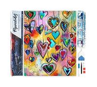 Figured’Art Diamond Painting Broderie Diamant 40x50cm Toile Entière Roulée avec Strass Perles Carrés - Coeurs - Kit Complet 5D DIY Activité Manuelle Loisirs Créatifs Adultes