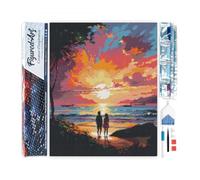 Figured’Art Diamond Painting Broderie Diamant 40x50cm Toile Entière Roulée avec Strass Perles Carrés Couple et coucher de soleil coloré - Kit Complet 5D DIY Activité Manuelle Loisirs Créatifs Adultes