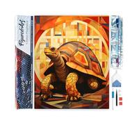 Figured’Art Diamond Painting Broderie Diamant 40x50cm Toile Entière Roulée avec Strass Perles Carrés - Tortue Art Déco - Kit Complet 5D DIY Activité Manuelle Loisirs Créatifs Adultes