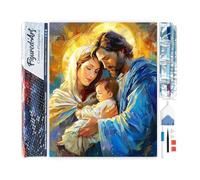 Figured’Art Diamond Painting Broderie Diamant 40x50cm Toile Entière Roulée avec Strass Perles Carrés - Sainte Famille - Kit Complet 5D DIY Activité Manuelle Loisirs Créatifs Adultes