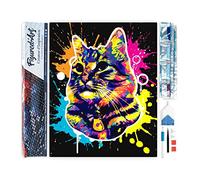 Figured’Art Diamond Painting Broderie Diamant 40x50cm Toile Entière Roulée avec Strass Perles Carrés - Chat Splash Pop Art - Kit Complet Animaux 5D DIY Activité Manuelle Loisirs Créatifs Adultes