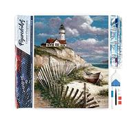 Figured’Art Diamond Painting Broderie Diamant 40x50cm Toile Entière Roulée avec Strass Perles Carrés - Bord de Mer - Kit Complet 5D DIY Activité Manuelle Loisirs Créatifs Adultes