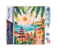 Figured’Art Diamond Painting Broderie Diamant 40x50cm Toile Entière Roulée avec Strass Perles Carrés - Bali au coucher du soleil - Kit Complet 5D DIY Activité Manuelle Loisirs Créatifs Adultes
