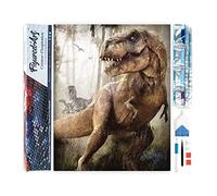 Figured’Art Diamond Painting Broderie Diamant 40x50cm Toile Entière Roulée avec Strass Perles Carrés - Dinosaures Jurassic Parc - Kit Complet 5D DIY Activité Manuelle Loisirs Créatifs Adultes