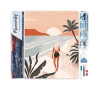 Figured’Art Diamond Painting Broderie Diamant 40x50cm Toile Entière Roulée avec Strass Perles Carrés - Promenade sur la plage au coucher du soleil - Kit Complet 5D DIY Loisirs Créatifs Adultes