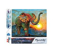 Figured’Art Diamond Painting Broderie Diamant 40x50cm Toile Entière Roulée avec Strass Perles Carrés - Eléphant artistique - Kit Complet Animaux 5D DIY Activité Manuelle Loisirs Créatifs Adultes