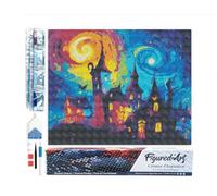 Figured’Art Diamond Painting Broderie Diamant 40x50cm Toile Entière Roulée avec Strass Perles Carrés - Château fantastique - Kit Complet 5D DIY Activité Manuelle Loisirs Créatifs Adultes