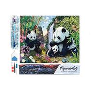 Figured’Art Diamond Painting Broderie Diamant 40x50cm Toile Entière Roulée avec Strass Perles Carrés - Famille de Panda - Kit Complet Animaux 5D DIY Activité Manuelle Loisirs Créatifs Adultes