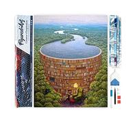Figured’Art Diamond Painting Broderie Diamant 40x50cm Toile Entière Roulée avec Strass Perles Carrés - Rivière et Bibliothèque - Kit Complet 5D DIY Activité Manuelle Loisirs Créatifs Adultes