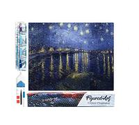 Figured’Art Diamond Painting Broderie Diamant 40x50cm Toile Entière Roulée avec Strass Perles Carrés - Van Gogh Nuit Etoilée sur le Rhône Kit Complet 5D DIY Activité Manuelle Loisirs Créatifs Adultes