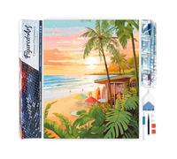 Figured’Art Diamond Painting Broderie Diamant 40x50cm Toile Entière Roulée avec Strass Perles Carrés - Club de surf - Kit Complet 5D DIY Activité Manuelle Loisirs Créatifs Adultes