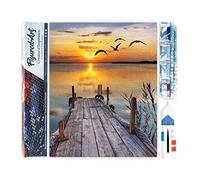 Figured’Art Diamond Painting Broderie Diamant 40x50cm Toile Entière Roulée avec Strass Perles Carrés - Ponton sur Lac - Kit Complet Paysage 5D DIY Activité Manuelle Loisirs Créatifs Adultes