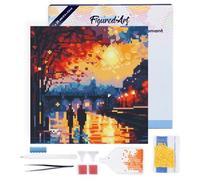 Figured’Art Mini Diamond Painting Broderie Diamant 25x25cm avec Cadre Toile Tendue et Perles Rondes - Nuit Romantique - Kit Complet DIY Activité Manuelle Loisirs Créatifs Adultes