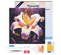 Figured’Art Mini Diamond Painting Broderie Diamant 25x25cm avec Cadre Toile Tendue et Perles Rondes - Épanouissement de Lys - Kit Complet DIY Activité Manuelle Loisirs Créatifs Adultes