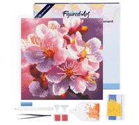 Figured’Art Mini Diamond Painting Broderie Diamant 25x25cm avec Cadre Toile Tendue et Perles Rondes - Floraison des Cerisiers - Kit Complet DIY Activité Manuelle Loisirs Créatifs Adultes