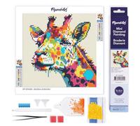 Figured’Art Mini Diamond Painting Broderie Diamant 25x25cm Toile Entière Roulée avec Perles Rondes - Girafe Abstraite Pop Art - Kit Complet DIY Activité Manuelle Loisirs Créatifs Adultes