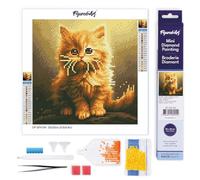 Figured’Art Mini Diamond Painting Broderie Diamant 25x25cm Toile Entière Roulée avec Perles Rondes - Mignon Petit Chaton Orange - Kit Complet DIY Activité Manuelle Loisirs Créatifs Adultes