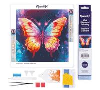 Figured’Art Mini Diamond Painting Broderie Diamant 25x25cm Toile Entière Roulée avec Perles Rondes - Papillon Éclatant - Kit Complet DIY Activité Manuelle Loisirs Créatifs Adultes