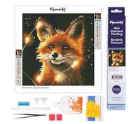 Figured’Art Mini Diamond Painting Broderie Diamant 25x25cm Toile Entière Roulée avec Perles Rondes - Renard Roux et Lumière - Kit Complet DIY Activité Manuelle Loisirs Créatifs Adultes
