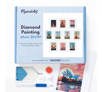 Figured’Art Mini Série Diamond Painting - Coffret Premium 10 toiles de 15x18cm Villes du Monde - Broderie Diamant avec Strass Carrés - Kit Complet 5D DIY Activité Manuelle Loisirs Créatifs Adultes