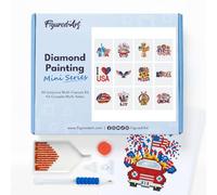 Figured’Art Mini Série Diamond Painting - Coffret Premium 12 toiles de 15x18cm Amérique - Broderie Diamant avec Strass Carrés - Kit Complet 5D DIY Activité Manuelle Loisirs Créatifs Adultes