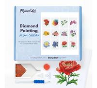 Figured’Art Mini Série Diamond Painting - Coffret Premium 12 toiles de 15x18cm Fleurs 2 - Broderie Diamant avec Strass Carrés - Kit Complet 5D DIY Activité Manuelle Loisirs Créatifs Adultes