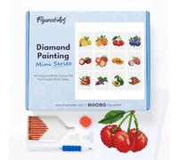 Figured’Art Mini Série Diamond Painting - Coffret Premium 12 toiles de 15x18cm Fruits - Broderie Diamant avec Strass Carrés - Kit Complet 5D DIY Activité Manuelle Loisirs Créatifs Adultes