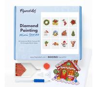 Figured’Art Mini Série Diamond Painting - Coffret Premium 12 toiles de 15x18cm Noël 2 - Broderie Diamant avec Strass Carrés - Kit Complet 5D DIY Activité Manuelle Loisirs Créatifs Adultes