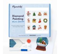 Figured’Art Mini Série Diamond Painting - Coffret Premium 12 toiles de 15x18cm Noël - Broderie Diamant avec Strass Carrés - Kit Complet 5D DIY Activité Manuelle Loisirs Créatifs Adultes