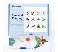 Figured’Art Mini Série Diamond Painting - Coffret Premium 12 toiles de 15x18cm Oiseaux - Broderie Diamant avec Strass Carrés - Kit Complet 5D DIY Activité Manuelle Loisirs Créatifs Adultes