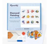 Figured’Art Mini Série Diamond Painting - Coffret Premium 12 toiles de 15x18cm Poissons - Broderie Diamant avec Strass Carrés - Kit Complet 5D DIY Activité Manuelle Loisirs Créatifs Adultes