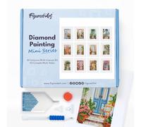 Figured’Art Mini Série Diamond Painting - Coffret Premium 12 toiles de 15x18cm Portes - Broderie Diamant avec Strass Carrés - Kit Complet 5D DIY Activité Manuelle Loisirs Créatifs Adultes