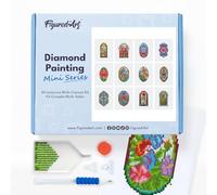 Figured’Art Mini Série Diamond Painting - Coffret Premium 12 toiles de 15x18cm Vitraux - Broderie Diamant avec Strass Carrés - Kit Complet 5D DIY Activité Manuelle Loisirs Créatifs Adultes