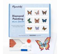 Figured’Art Mini Série Diamond Painting - Coffret Premium 9 toiles de 15x15cm Papillons - Broderie Diamant avec Strass Carrés - Kit Complet 5D DIY Activité Manuelle Loisirs Créatifs Adultes