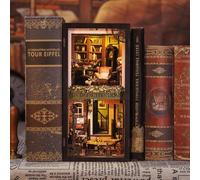 Figured'Art Book Nook Kit - Agence de Détectives Rose - Maquette à Construire avec Lumières LED - Diorama 3D DIY Serre-Livre pour Bibliothèque et Décoration Maison - Monde Miniature - Marque Française