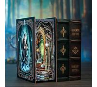 Figured'Art Book Nook Kit - La Porte du Pays des Merveilles - Maquette à Construire avec Lumières LED - Diorama 3D DIY Serre-Livre pour Bibliothèque et Décoration Maison Miniature - Marque Française