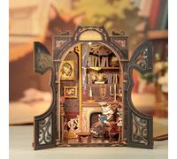 Figured'Art Book Nook Kit - Le Bureau du Comte Chat - Maquette à Construire avec Lumières LED - Diorama 3D DIY Serre-Livre pour Bibliothèque et Décoration Maison - Monde Miniature - Marque Française