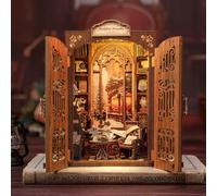 Figured'Art Book Nook Kit - Souvenirs de la Librairie - Maquette à Construire avec Lumières LED - Diorama 3D DIY Serre-Livre pour Bibliothèque et Décoration Maison - Monde Miniature - Marque Française