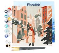 Figured'Art Mini Peinture par Numéro Adulte 20x20cm avec cadre Achats d'hiver - Petit Format Kit de Loisir Créatif DIY Numéro d'Art Complet