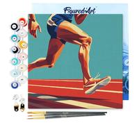 Figured'Art Mini Peinture par Numéro Adulte 20x20cm avec cadre Affiche sportive Athlétisme - Petit Format Kit de Loisir Créatif DIY Numéro d'Art Complet